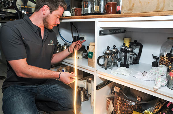 LED Strip Lights shown during installation