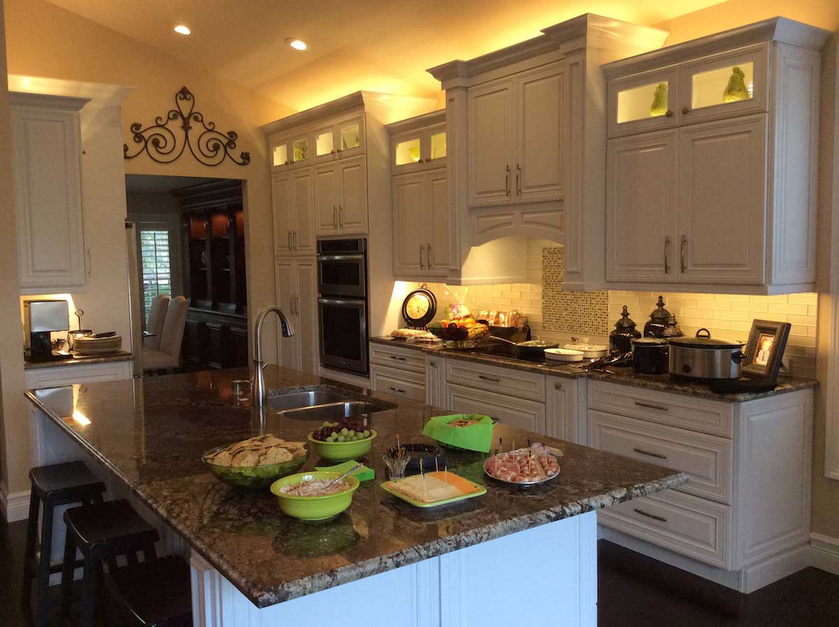 led strip lights above cabinets