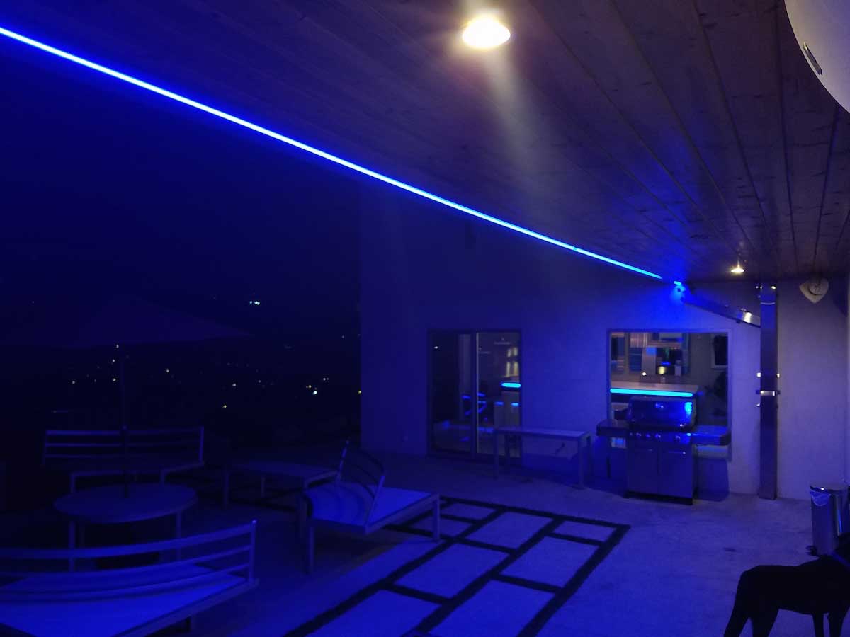 bright blue patio strip lighting example 