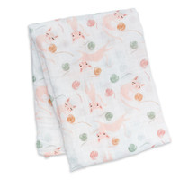 47x47" Lulujo Cotton Swaddle - Kitty (3 pieces/case)