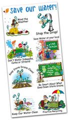 Fun Water Saving Message Temporary Tattoos Splash the Water Dog Series 2 | Conservation and Educational Product for all Ages