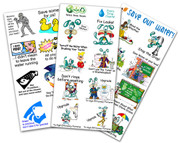 Temporary Tattoos | 3 Pack Sheets Water Saving Messages - All Ages Conservation and Education