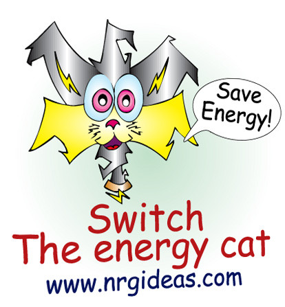 Single Temporary tattoo with switch the cat cartoon & Energy saving message  | Educational Learning Tool | conservation