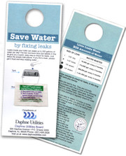 Custom Door hanger  Blue Leak detecting Dye Tablets on a Card | Full color print with instructions