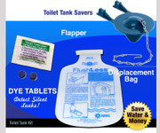 Bathroom Toilet Kit - Bundles Effective Toilet Repairs and Upgrades - Standard Flapper | Displacement Bag | Dye Tablets