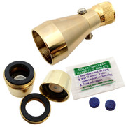 Brass Shower Head 2.25 gpm Combo Pack with 2.2 gpm Brass Aerator and Leak Detecting Tablets