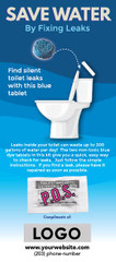 Card Blue Dye Tablets on a Custom Logo | Toilet Leak detecting Full Color Instructions
