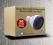 Case of Spray Clean Shower Head 50 Pack Economy Flow Bulk White w/ rubber jets