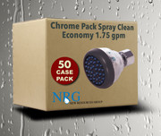 Chrome Case of Spray Clean Shower Head 50 Pack Economy 1.75 gpm Low Flow Bulk w/ rubber jets