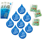 Blue Kid Eraser Fix a Leak Water Dog Sticker + Bookmark Ruler + Save Energy Tips 10 Pack