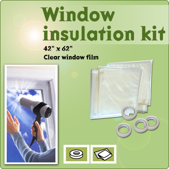 Window Insulation Shrink Plastic Film Fit Inside Storm Windows 4 Pack Kit,  Crystal Clear Weathersealing