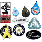 Pin Drop Custom Water Logo Enamel FIll shapes / Metal Lapel Conservation Saving Message Badge