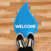 Welcome Water Drop Floor Graphic Sticker for Entrance Building / Office / Town Hall / Company Custom Logo conservation message
