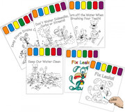 Painting Sheets fun for Kids 5 Image Set - Water Saving Messages and Educational Tool