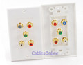 5-RCA Component Audio/Video Wall-Plate, White