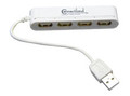 4-Port USB 2.0 Mini Hub - Built-in On/Off Switches - White