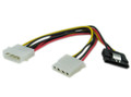 8" 4-Pin Molex Male to SATA power 15-Pin w/ Metal Latch and 4-Pin Molex Female Cable