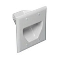 2-Gang Recessed Low Voltage Cable Wall Plate, White