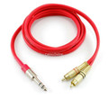 6 ft. Flexible 1/4" TRS Stereo Plug to 2-RCA Plug, Red