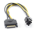 8in SATA 15-Pin Male to 6-Pin PCI-Express Card Power Adapter Cable
