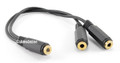 9 inch Stereo 3.5mm 1-Female to 2-Females Splitter Cable & Gender Changer