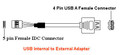 9-inch USB Internal 5-Pin IDC to USB A Female Adapter