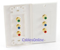 3-RCA Component Video Wall Plate (RGB) - Coupler Type, White
