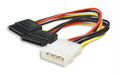 6" Serial ATA Power Y Splitter Cable, One 4 Pin 5.25" to Two 15 Pin Adapter