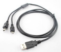 5ft USB Plug to Male Mini-B & Male Micro-B 5-Pin Charger Cable