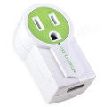 Rotatable AC Power Electric Outlet with Extra USB Charge Port, Green