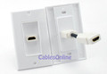 Single Port HDMI Wall Plate, with Short Extension Cable, White