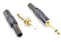 1/4 Inch (6.3mm) Mono TS Plug, Black Shell with Gold Plated Tip OD:7.5mm