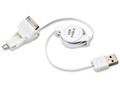 28 in. USB A Male Interchangeable 3-In-1 Retractable Cable (Micro-B / Mini-B / Apple 30-Pin)