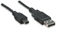 15' USB 2.0 A Male to Mini-B 5-Pin Male Shielded Cable, Manhattan 302388