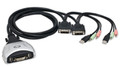 2-Port DVI USB KVM Switch w/ 4ft Detachable Cables & Audio Support