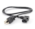 3ft Right-Angle AC Power Cord Cable with 3-Conductor PC Power Connector