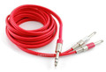 12 ft. Ultra Flex 1/4" TRS Stereo Female Jack to Dual 1/4" TS Mono Plugs, Red Cable