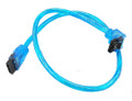 18" SATA-3 Round Cable, 6Gb/s, 90° to 180° Connectors with Metal Latch, Blue