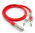 3 ft. Ultra Flex 1/4" TRS Stereo Female Jack to Dual 1/4" TS Mono Plugs, Red Cable