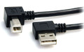 3 ft. USB 2.0 A Male Right-Angle to B Male Right-Angle Cable - StarTech USB2HAB2RA3