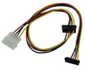 20 inch 4pin Molex Male to Dual 90 Degree SATA 15-Pin Female power Cable