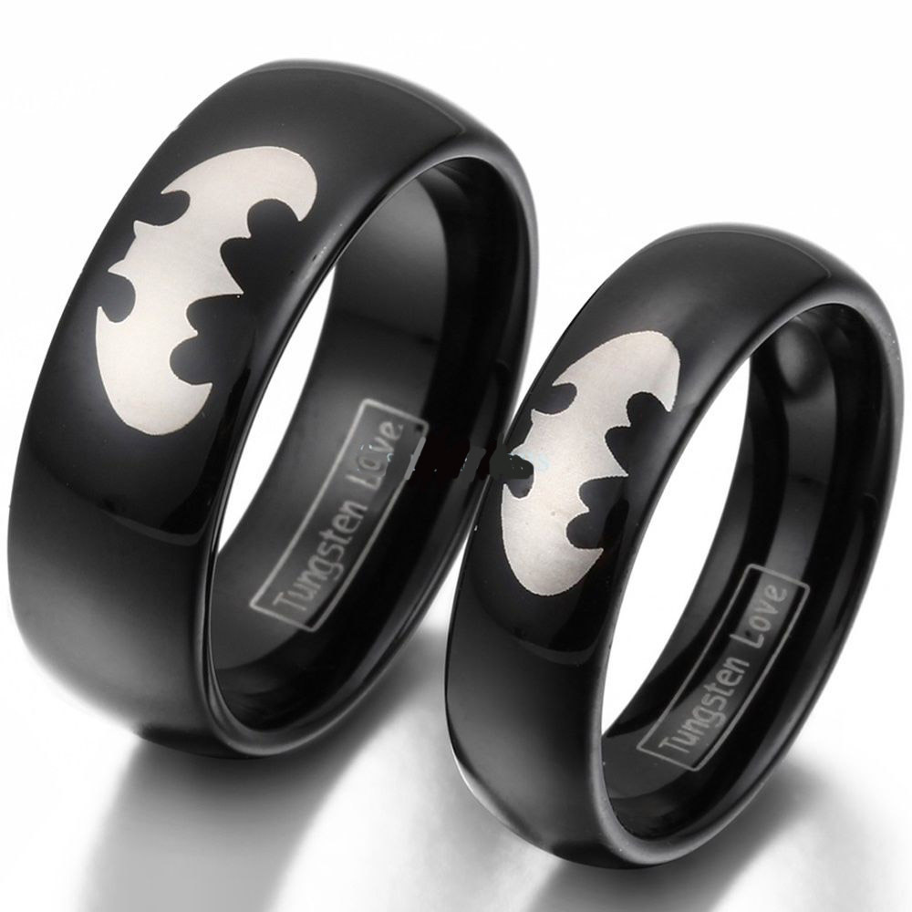 Batman Rings For Couples His and Hers Titanium