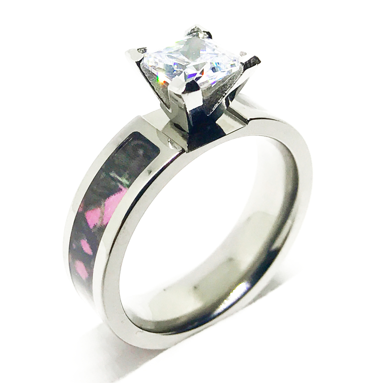 Pink Camouflage Womens Engagement Ring