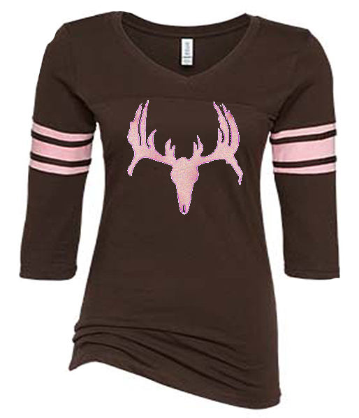 Chocolate and Pink County Girl Deer Skull T Shirt