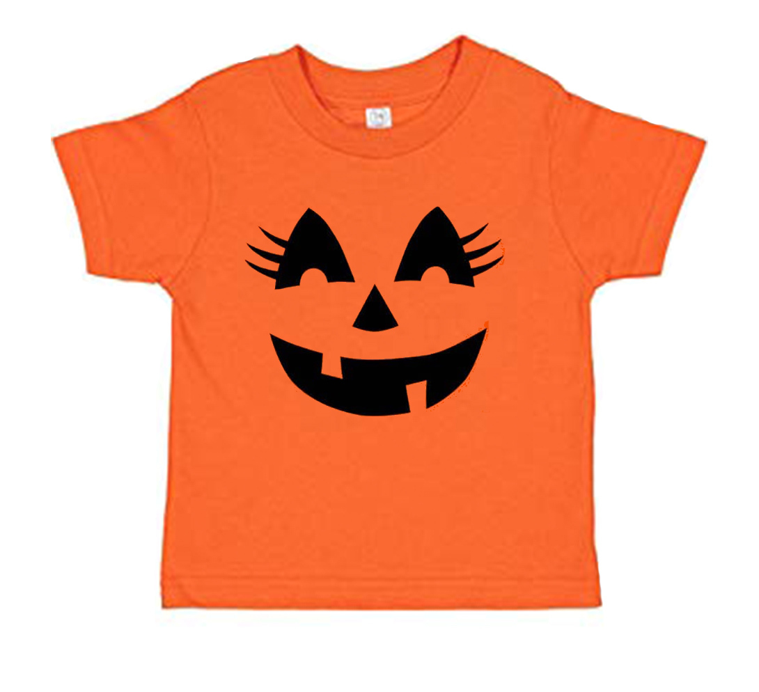 Girls Pumpkin Shirt With Eyelashes