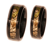 Black Camouflage Couples Ring Sets - His and Hers