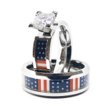 Patriotic American Flag USA Wedding Ring Set
