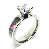 Pink Camo Wedding Engagement Ring for Her