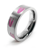 Women's Hunting Wedding Ring with Pink Deer Tracks Ring For Her