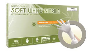 ANSELL MICROFLEX SOFT WHITE POWDER-FREE  NITRILE EXAM GLOVES